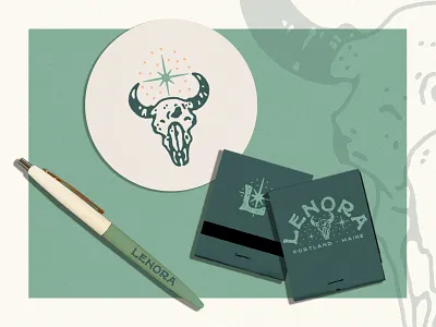 Lenora Branding big dipper brand identity branding buffalo skull collateral desert lenora logo logo design maine matches mockups north star pen portland restaurant shining light star taco bar western