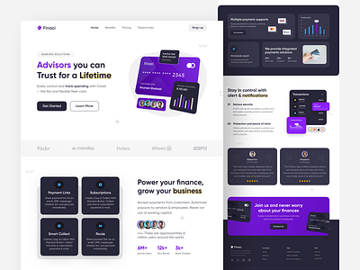 Finaci - Digital Banking Website app app design bank card banking app best web design branding case study design digital banking financial illustration landing page minmal design mobile banking money money card sajon ui ux website