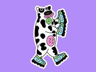 Cow Runner Sticker character colorful cow fitness friendly funny illustration marathon moo run runner silly vector