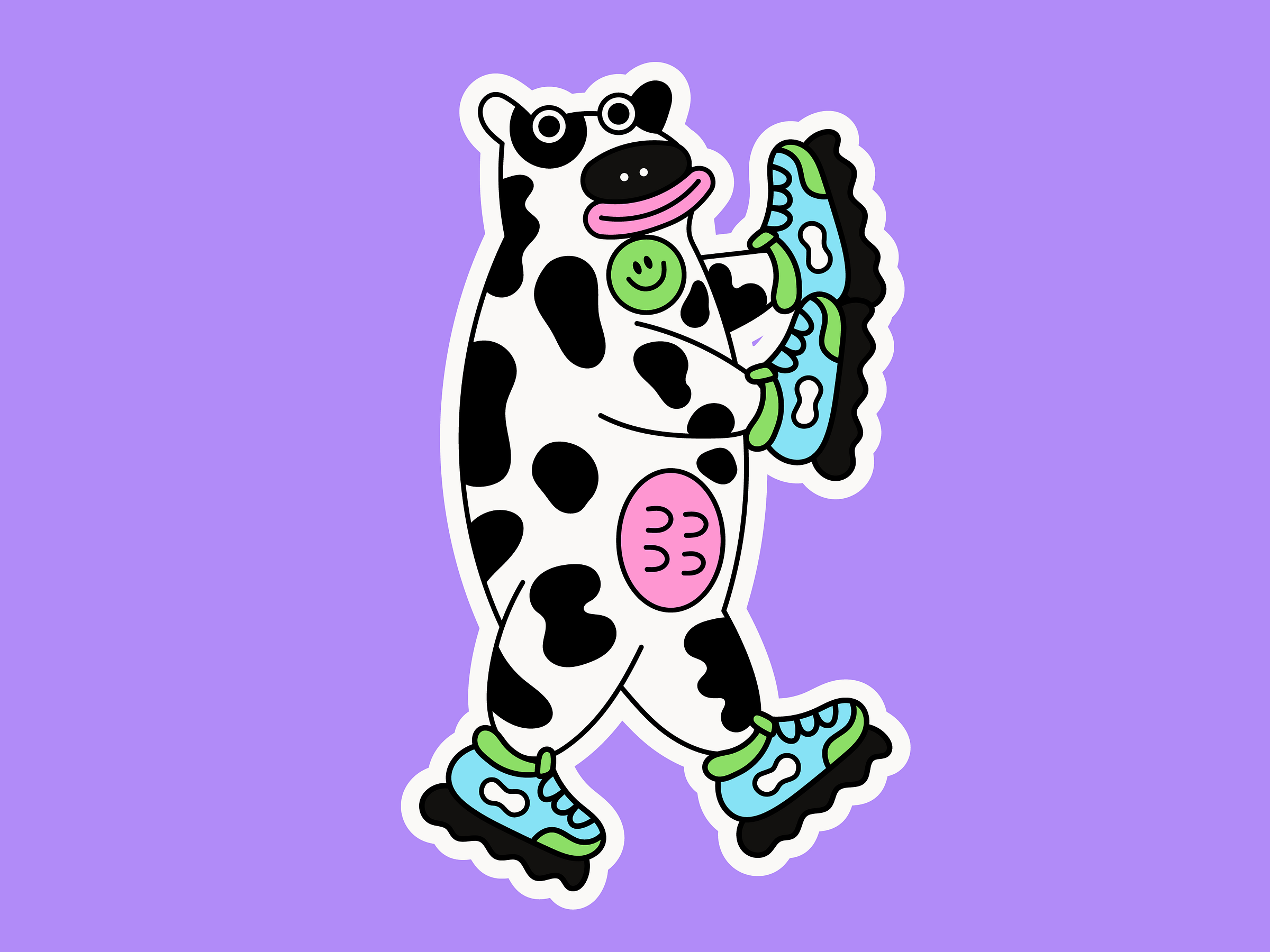 Cow Runner Sticker by Meg Lewis on Dribbble
