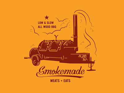 Smokemade bbq design drawing illustration lettering logo smoke typography vector western