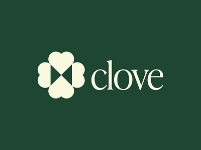 🍀 Clove brand brand identity brand identity design branding clover clover symbol heart icon heart symbol icon logo logo icon logo mark logo mark design logo mark icon love monogram sans serif visual identity visual identity design wordmark