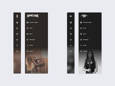Rock band sidebar navigation style app design interface ios logo ui ux vector