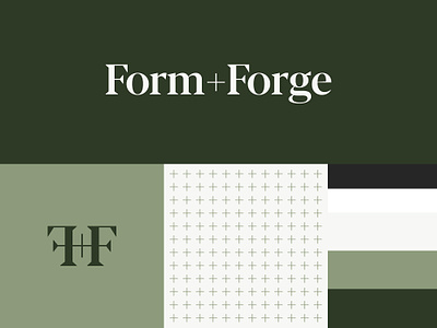 Form+Forge Identity brand guidelines branding construction f forge form green identity interior design logo monogram pattern plus wordmark