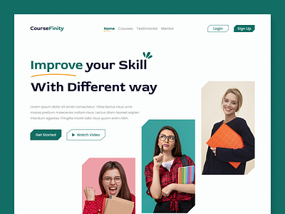 CourseFinity - Online Course Landing Page book book app branding design e course e learning earning ebook ecourse education eductaion elearning exam figma landing landing page landing page ui ui web design website