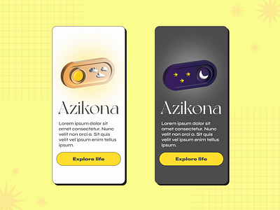 Azikona Onboarding Screens | Neo-Brutalism Concept 3d app brutalism dark mode design graphic design light mode neo brutalism onboarding screens semi 3d ui ui ux uidesign uiuxdesigner