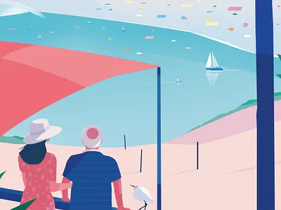 Respite for you alzheimer artwork beach digital illustration france holidays illustration illustrator old pop art sea