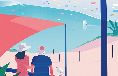 Respite for you alzheimer artwork beach digital illustration france holidays illustration illustrator old pop art sea