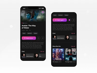 Mobile App for Movies application apps avatar design figma mobile app movie movie app pink uxui