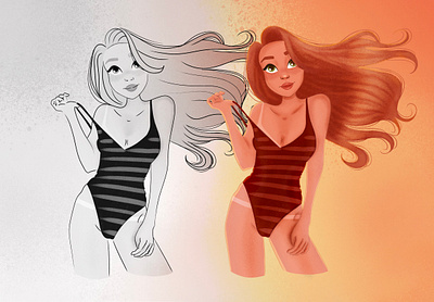 Summer girl illustration digital drawing drawing illustration sketch