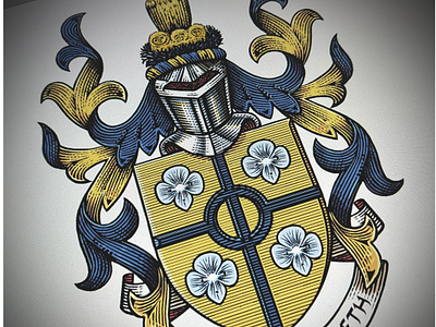 Norland College Branding illustrated by Steven Noble artwork branding coat of arms crest design engraving etching illustration line art logo scratchboard steven noble