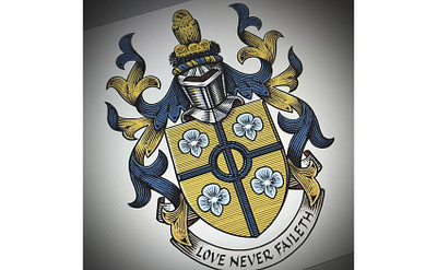 Norland College Branding illustrated by Steven Noble artwork branding coat of arms crest design engraving etching illustration line art logo scratchboard steven noble