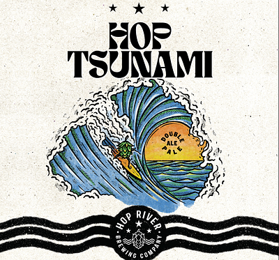 Hop Tsunami Illustration beer brew brewery illustration logo