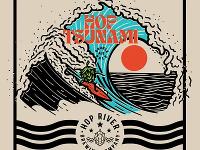 Hop Tsunami Can Design beer branding brew brewery illustration