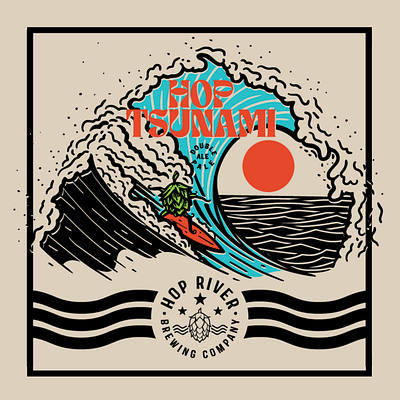 Hop Tsunami Can Design beer branding brew brewery illustration