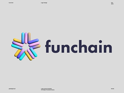 funchain logo design 3d logo blockchain brand identity branding colorful crypto fun identity logo logomark logos logotype metaverse minimal modern monogram startup tech