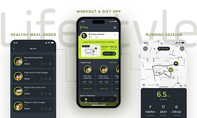 Workout & Diet App Concept design digital product fitness app food app health app mobile app ui ux workout app