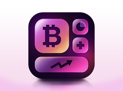 Crypto Widget App Icon 3d 3d icon app icon design icon design illustration ios ios icon iphone iphone icon logo logo design vector