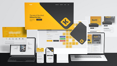 Responsive Website Design: Kwilt black cloud desktop faq grey how it works ios landing landing page login mobile pages responsive screens tech web webdesign webpage website yellow