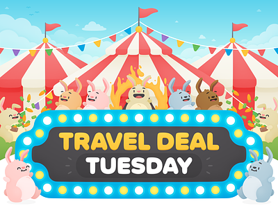 Travel Deal Tuesday - Hero bunnies circus deals hopper illustration travel