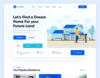 Property website design design landing page property real estate ui ui design ux design web design web development web header website design webste