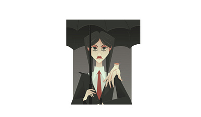 Wednesday 2d character design flat hand happy illustration movie umbrella vector wednesday