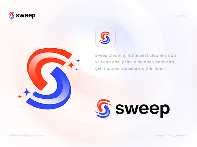 Sweep Logo Design (Cleaning App Concept) brand brand identity branding devignedge icon identity logo logo design logodesign logos logotype mark modern logo vector
