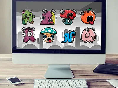8 Cute Monster Game Sprites android game design game game asset game character gamedev illustration sidescroller sprite sheet