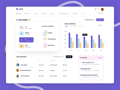 HR Management Dashboard Design dashboard dashboard ui employe employees tool hr dashboard hr management system hrm human resource management management app management tool minimalist pixency saas statistics ui design ux design visual identity webapp