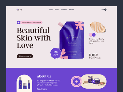 Skin care-Beauty Product Web Header beauty care clean cosmetic design ecommerce homepage interface landing page minimal product shopify skin skincare store ui uiux web webdesign website