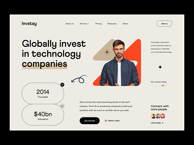 Investment Website concept finance finances fintech invest investments landing page orix platform saas sajon service stock market ui venture capital web web design web3 webdesign website