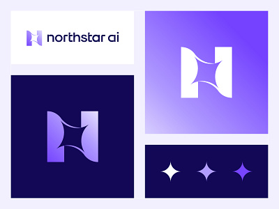 North Star AI, N letter logo design ai ai based solutions ai powered software applications brand identity branding consulting icon logo logo design logo mark mark minimalist logo n letter northstar simple logos software symbol tech top vector