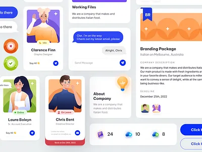 Illustration for Management App character dashboard design icons illustration management app profile project team teamwork ui component ui illustration ui kit