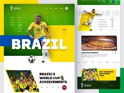 Team Brazil Landing page for FIFA World cup Qatar 2022 2022 brazil champion cpdesign fifa football graphic design landing page neymar neymar jr qatar soccer trending ui ux web web design website world cup