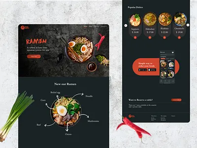 Food Ramen Landing Page Delivery app branding delivery design eccomerce figma graphic design landing landing page landingpage ramen ui ui ux ux vector web design