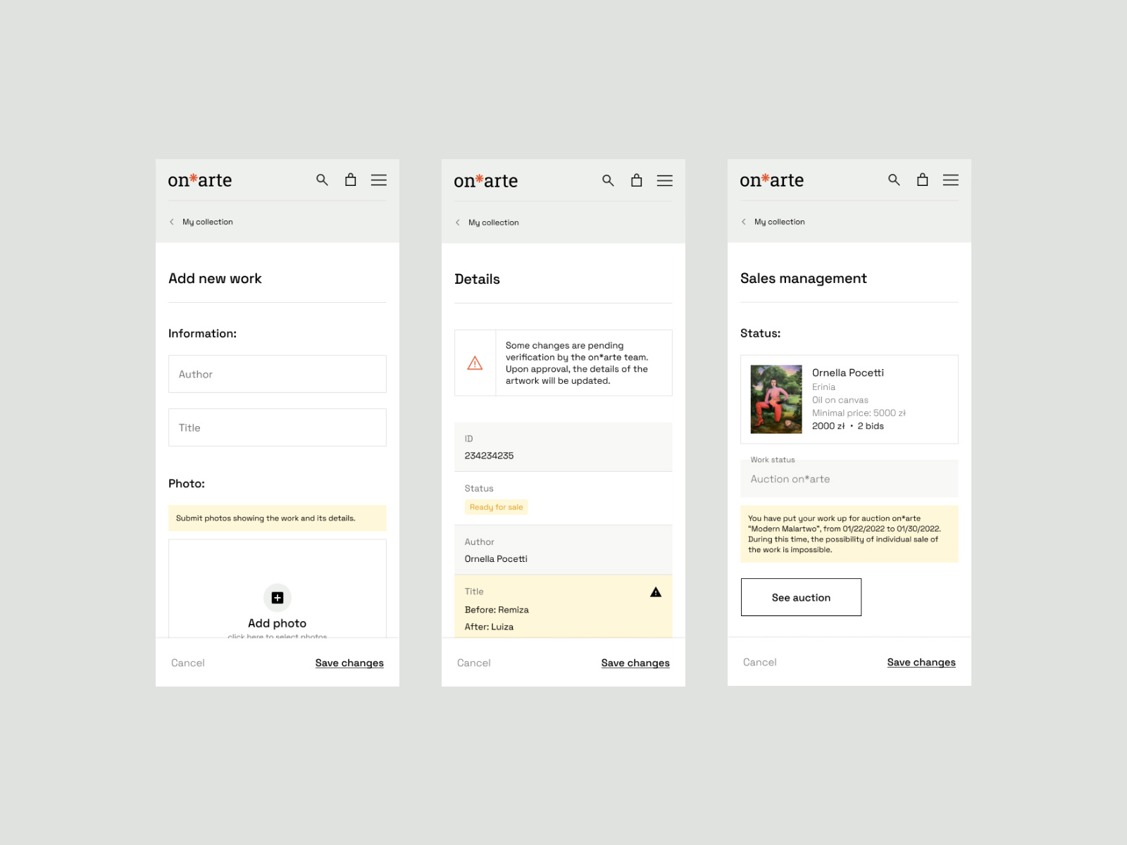 Example of on*arte - management