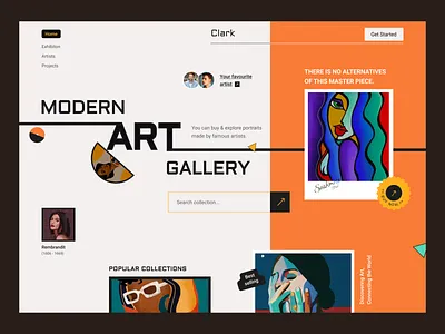 Art gallery - web header art gallery artist artistic artwork clean design digital art exhibition homepage landing page minimal navbar painting portrait sushmita mou trendy design ui design ui trend web design web design trend website