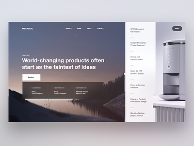 Portfolio web site for milkinside brand branding coffee design highlights illustration items landing list machine menu milkinside news oage portfolio ui web website work