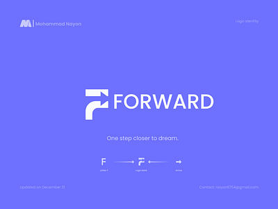 Forward marketing agency company logo design, F letter logo 2022 logo trend 99 design logo agency blockchain brand identity design branding combination mark creative logo crypto f letter logo financial graphic design guideline international logo design marketing minimal logo negative space logo technology timeless logo