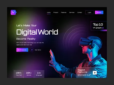 Virtual Reality | Landing Page Website animation ar augmented reality future futuristic home page meta mindinventory modern oculus tech technology ui ux virtual reality vr w website website design