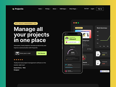 Projectile – Project Management Saas Landing Page Design design figma download figma freebies free figma download freebies illustration landing page project saas saas landing page ui ui ux uikit web web design website