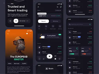 Crypto Currency Mobile app UI Design app design bitcoin blockchain creative design crypto crypto app design inspiration golo interaction design minimal mobile design mobile ui nft trading ui design uiux uixamjad uixninja user experience user interface