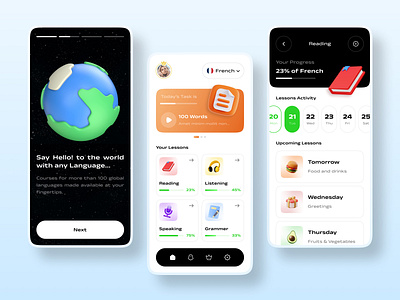 Language Learning App app design app ui e learning e learning app elearning app language language app language learning language learning app learn language learning learning app learning english learning language learning platform online learning ui design uiux ux ux ui