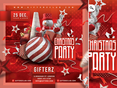 Christmas Eve Celebration Party Flyer christmas club evening event flyer holidays night party print santa claus
