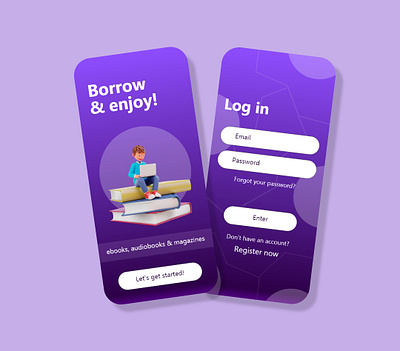 eBooks App Login Page UI Design 3d animation app appdesign branding design graphic design illustration landing login logo motion graphics page typography ui ux vector