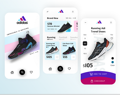 Adidas Shoe Selling Mobile App design images interface mobile app shoe typography ui ux