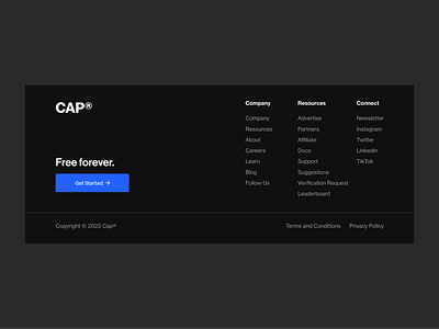 Footer darkmode footer getstarted minimal modern signup ui ux webdesign