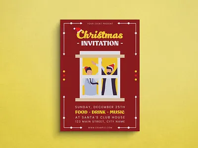 Christmas Invitation Flyer animation design flat design flyer graphic design illustration mockup