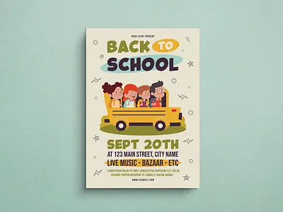 Back To School Flyer design flat design flyer graphic design illustration mockup