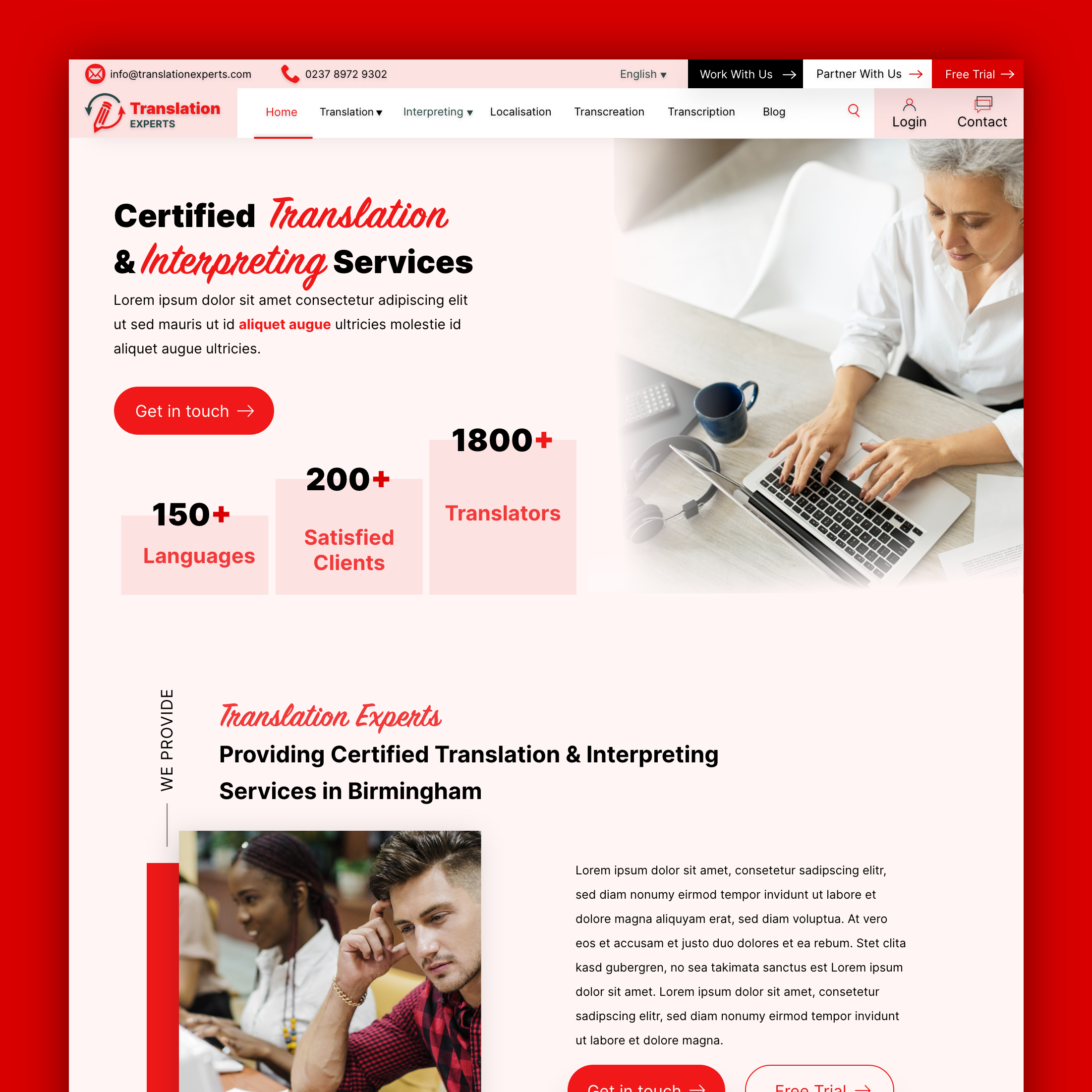 Translation Experts branding design graphic design images logo red typography ui ux xd